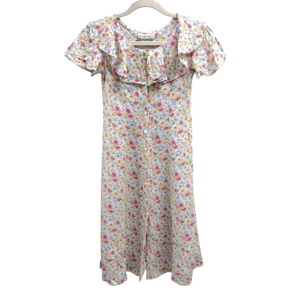 My Michelle Other - Vintage My Michelle Girls 10 Floral Ruffle Dress Cottagecore Grannycore - CUTE!